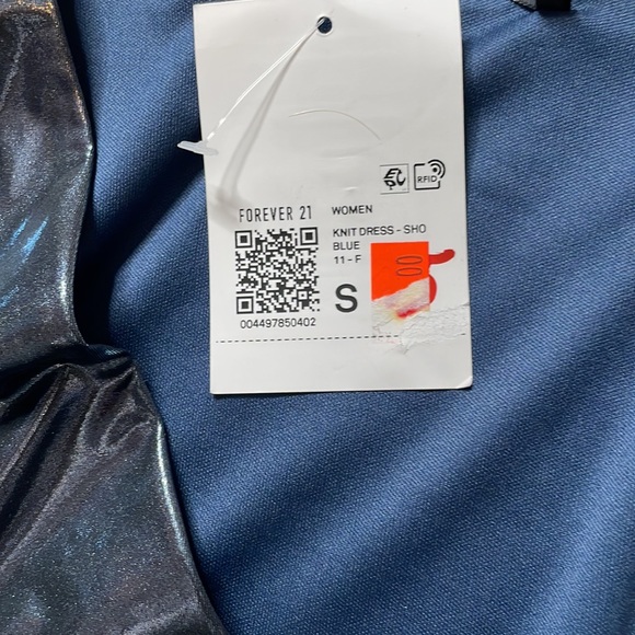 Forever 21 blue metallic runched dress size small - Picture 2 of 2